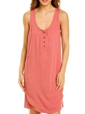 SPLENDID Promenade Henley Tank Mini Dress Terracotta Rose Pink Medium